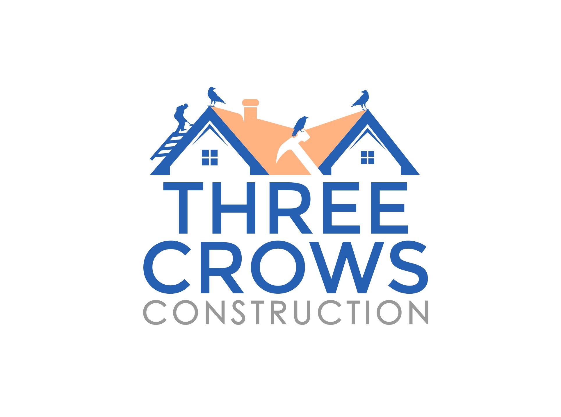 Three Crows Business Logo - a drawing of a house with three crows sitting on it